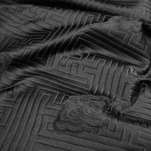 75cmx 100cm Metallic Jacquard Brocade Fabric, black wind pattern 3D jacquard yarn dyed fabric for Womens Coat Dress Skirt