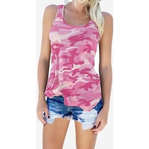 Women Summer Top Sleeveless Camouflage Vest T-shirt Ladies Tops For Female Cotton Blend Camisoles & Tank For Girls Streetwear