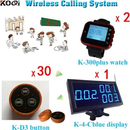 1 Screen + 2 Vibrate Watch + 30 Caller ) Counter Reception Restaurant Calling Ordering Wireless Table Bell System