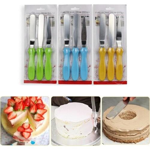 1Set Stainless Steel Butter Cake Cream Scrapers Spatula Icing Frosting Knife Smoother Kitchen Pastry Cake Decoration Tools DIY