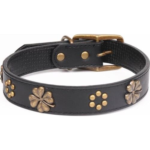 10PCS / LOT Bronzer Pet Collar Four-Leaf Clover Accessories Leather Dog Leash Pet Spplies