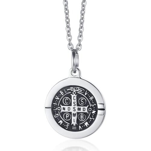 2021 Trendy Stainless Steel Fashion Saint Benedict Holy Brand Religion Personalized Pendant Necklace Suitable For Women And Men