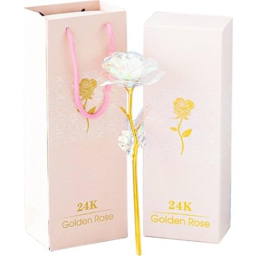 24k Gold Foil Rose Color Blonde Hair Rose Flower Festival Valentines Day Simulation Flower Boutique Promotion