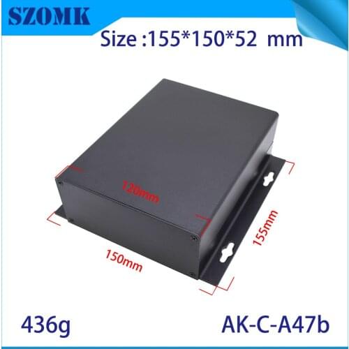 4 pcs 155*150*52mm szomk black extruded industrial aluminum junction housing for pcb anodized box aluminum enclosure