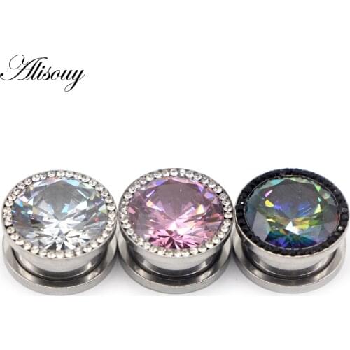 Alisouy 2PCS/Lot Piercing Screw Ear Gauges Plug Tunnel Expander Steel Earring Body Jewelry Stretcher Fashion Gift 6-16mm