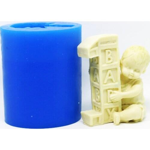 Baby Hold Numeric Letter Raw Rubber Mold Doll Birthday Candle Soap Mould