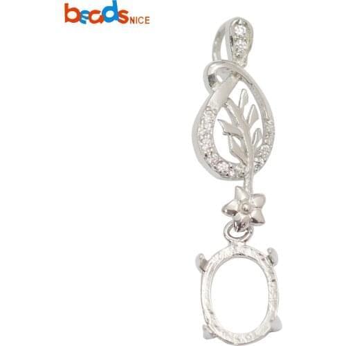 Beadsnice ID39282smt2 925 Sterling Silver Pendant Setting Fit 8X8MM Cabochon Cameo Necklace Making