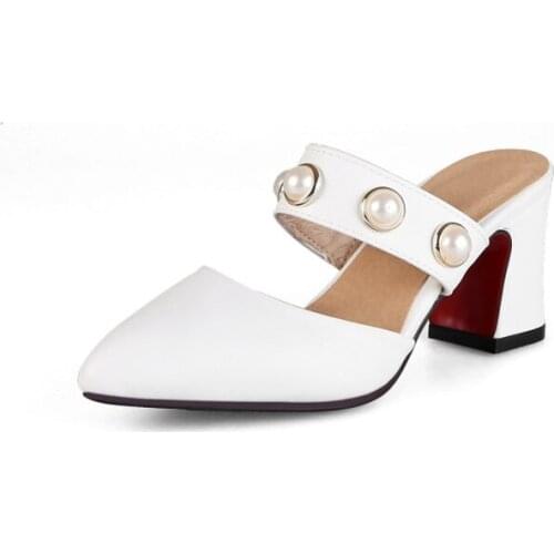 Big Size 11 12 13 14 15 16 17 high heels sandals women shoes woman summer ladies Rough heel Pointed Package toes Shallow mouth