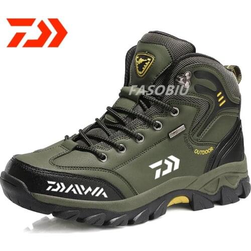 Daiwa Men Outdoor Hiking Fishing Shoes Anti-skid Mountain Climbing Boots Athletic Breathable Waterproof Anti-wear Fishing Shoes