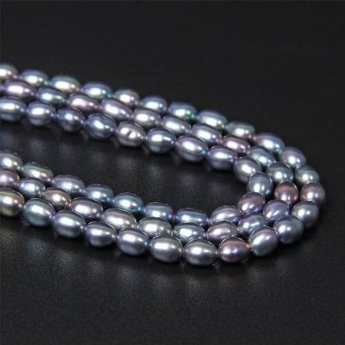 Natural Cultured Rice Oval Freshwater Pearl Beads Colorful Black 3-4 mm Loose Pearl Beads For Jewelry Making Bracelet Necklace
