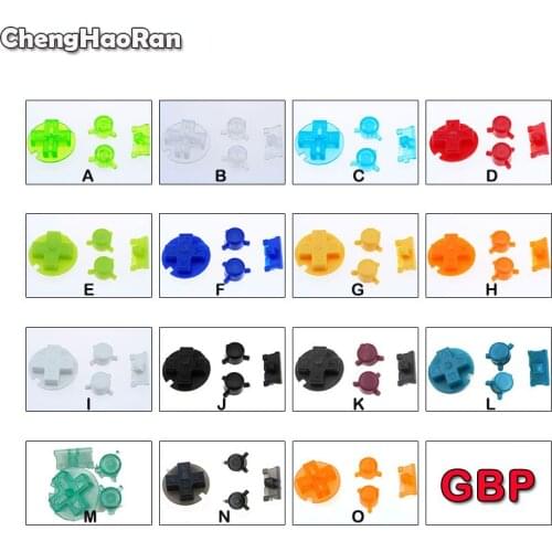 ChengHaoRan Clear Blue/Green/Black Colorful Buttons Set Replacement For Gameboy Pocket GBP Power On Off Button A B D Pads Button