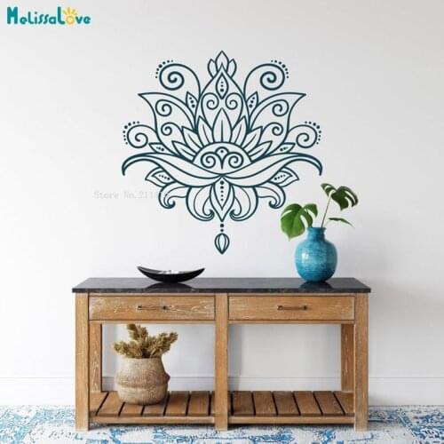Lotus Flower Mandala Wall Decals Unique Decor Yoga Sticker Boho Bohemian Home Décor Removable Murals YT5696
