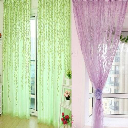 Home Tree Glass Yarn Willow Curtain Tulle Room Decor Curtain Sheer Panel Drapes