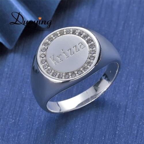 Duoying Zircon rings with love large friends ring alphabet letter rings with letter for men love bling