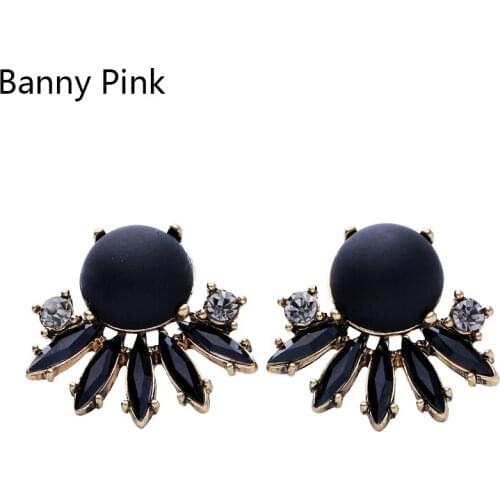 Elegant Black Studs Earrings For Women Chunky Geo Alloy Pendant Post Earrings Vintage Statement Earring FashionJewelry Pendiente