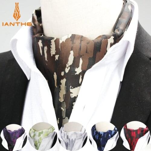 2018 Brand New Mens Vintage Jacquard Mens Long Camouflage Cravats Novelty Wedding Slim Ascot Tie For Men Business Neckties
