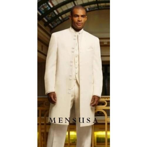 Custom Made Groom Tuxedo 2 Color Groomsmen Mandarin Lapel Wedding/Dinner Suits Best Man Bridegroom (Jacket+Pants+Tie+Vest) B172