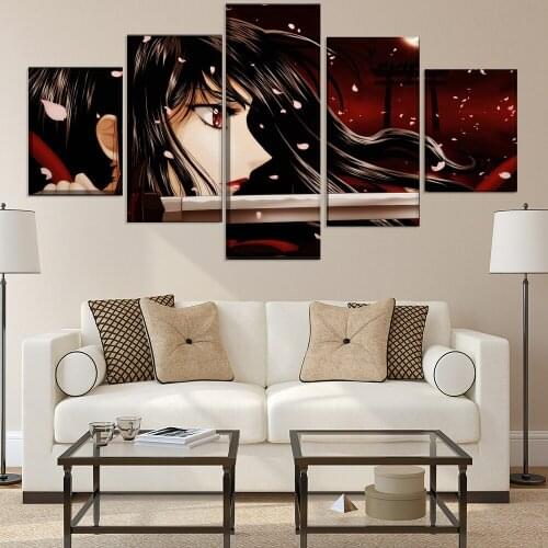 Canvas Painting Wall Art with Frame 5 pieces Blood-C Paitings Saya, Kisaragi Saya Anime Poster For Living Room Home Decor