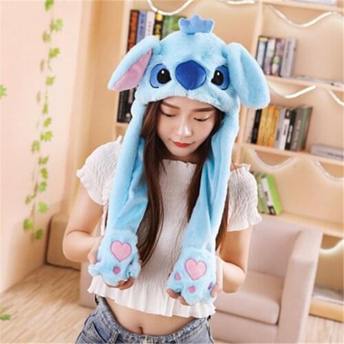 Rabbit Hat Moving Ears Cute Cartoon Toy Hat Airbag Kawaii Funny Toy Cap Kids Plush Toy Birthday Gift Hat for Girls G