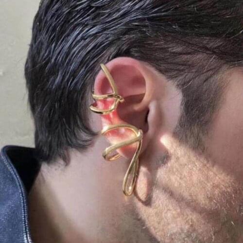 Butterfly ear cuff without piercing no hole metal lines ear clip for women men gold color punk hip-hop