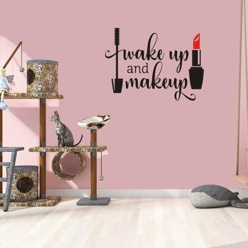 Fashion Lipstick Makeup Wall Sticker Girl Face Popular Woman Decal New Design Cosmetic Makeup Pattern Vinyl Decor ph771