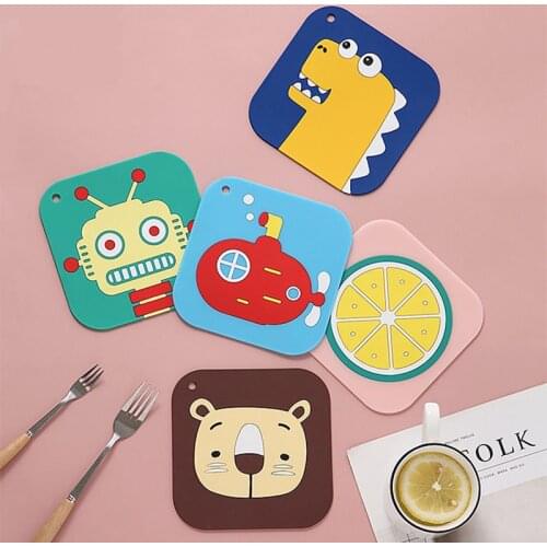 Cartoon Silicone Coaster Home Office Milk Coffee Cup Mat Heat Insulation Non-slip Dinner Mats Cute Animals Cup Pad Mug Coaster