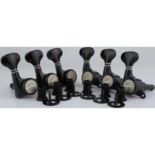 GUYKER Guitar Machine Heads Locking String Tuning Key Pegs Tuners for Electric Guitars Black