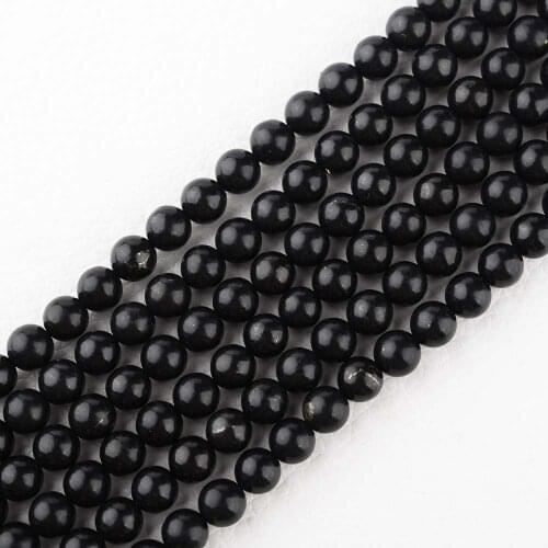 2 Strands 4-12mm 15" natural genuine Russian black shungite round loose beads