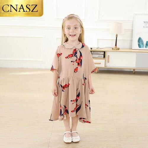New Fashion Childrens Dress With Lapel Waist Big Swing Dress For Child Little Girl Dress
