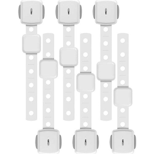 New Safety Strap Locks-Adjustable Fridge Latches Child Strap Locks Toddler Proof Safety Locks for Cabinets, Drawers,6 PCS