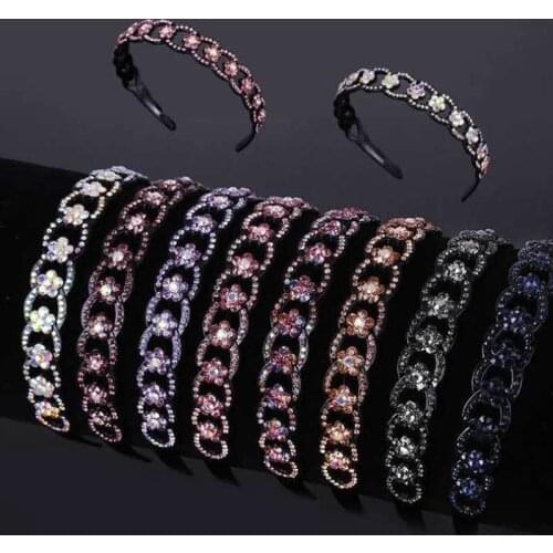 New fashion Boutique luxury Flowers Anti-skid pearls headband with teeth rhinestones Hairband for Woman Girls Hair Headwear
