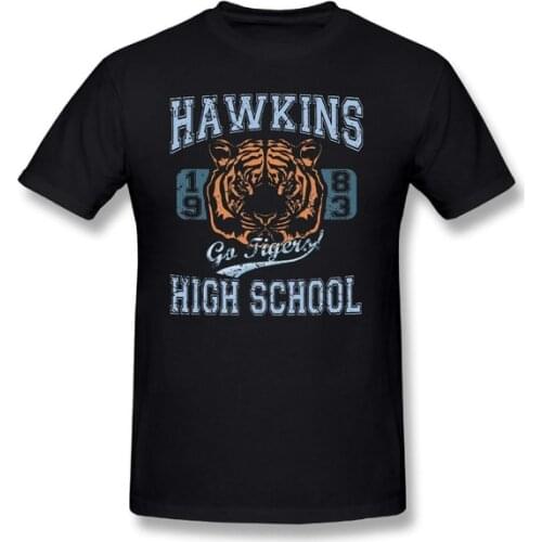 Stranger Things Tee Go Tigers Cotton Round Collar Tees T-Shirt Present Short Sleeves Funny Male T Shirts