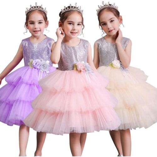 Girl clothes summer backless applique cake elegant fluffy dress wedding dress prom dress girl dress princess dress party dress