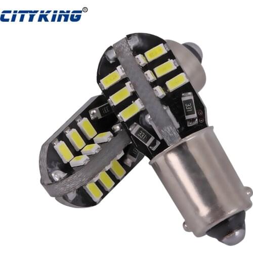 Wholesale 2pcs/Lot Auto Canbus ba9s led 24smd 3014 LED car ba9s led bulb t4w 24 LED bax9s W5W 194 SMD Error Free White Light 12v