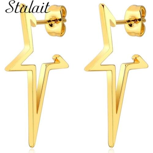 Open Star Earrings Punk Stud Earring Rose Gold Color Earrings Stainless Steel Earrings For Women Jewelry Wholesale Oorbellen