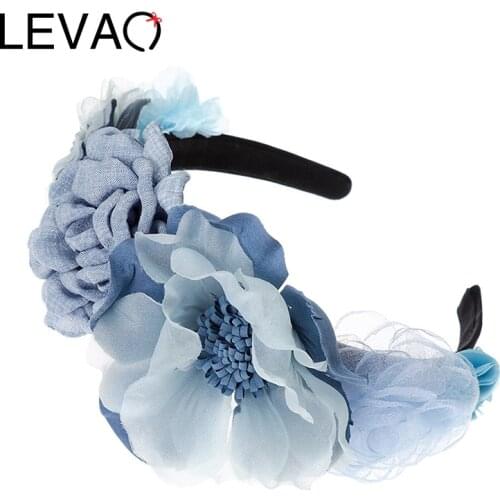 LEVAO Bridal Garland Headpiece Holiday Flower Headband Wreath Hairband Party Girls Hair Accessories Corolla Crown Head Hoop New