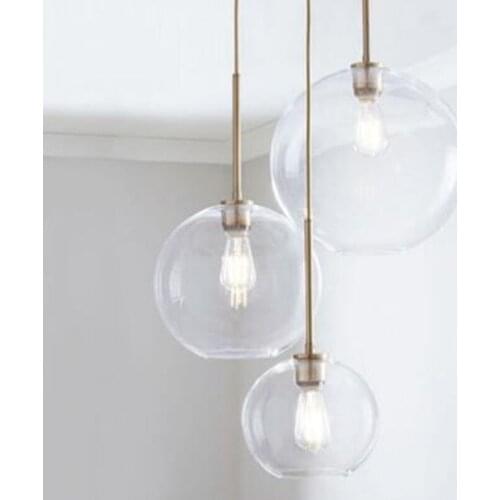 Nordic Style Plated Glass Ball Dining Room Pendant Lights Creative Foyer Parlor Bedroom Bedside Led Hanging Light Fixtures
