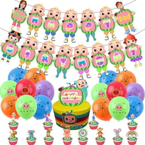 Cocomelon Theme Party Decoration Balloon Aluminum Film Balloon Combination Party Supplies Birthday Balloons Birthday Decoration