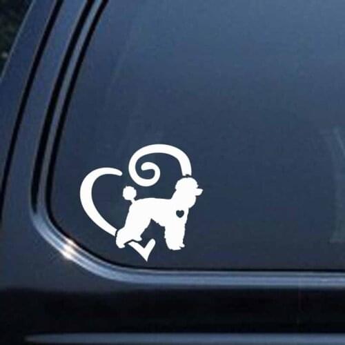Poodle Animal Pet Love Heart Vinyl Fashion window Sticker 15x14.4cm
