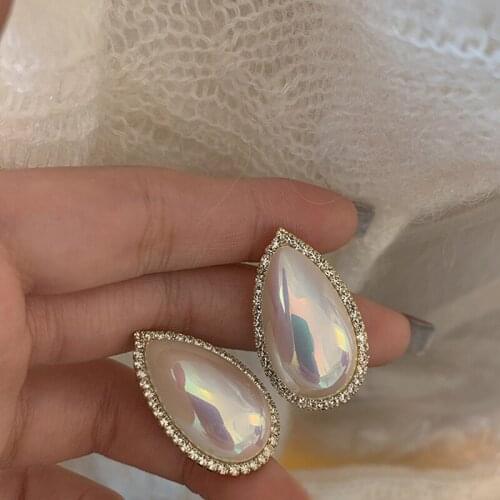 2021 New Korean Big Water Drop Pearl Trendy Stud Earrings For Women Fashion Jewelry Party Gift Pendientes Mujer