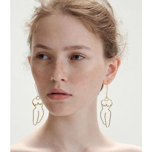 Modern Style Gold Body Dangle Earrings For Women 2020 Original Simple Artsy Outline Drop Earrings Jewelry Earings Femme Bijoux