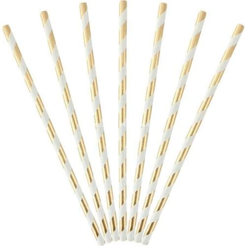 10000 pcs Metallic Gold Heart Star Foil Stripe Paper Straws Gold Foil Stripe Paper Straws Silver Foiled Stripe Drinking Straw