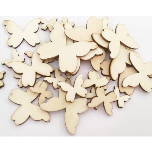 20Pcs Unfinished Wooden Butterfly Ornaments, Assorted Size Blank Wood Pieces Cutout for DIY Crafts