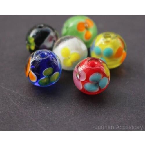 20Pcs 12mm Handmade Glass lampwork beads 3 mix Flower Beads multi- Color for jewelry making Wholesale and Retail