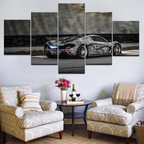 5pcs HD Printing Canvas Painting Gray Sports Car Art Group Home Decor Wall Poster Modular Picture