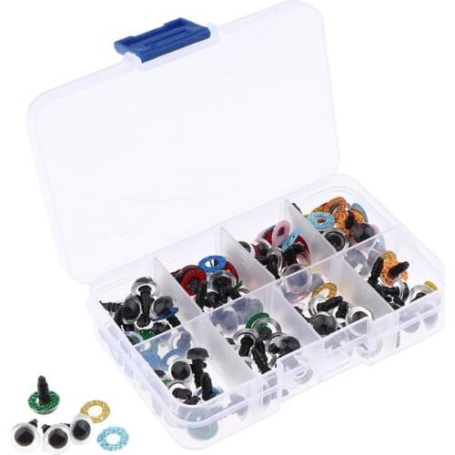80 Pieces Safety Eyes with Glitter Nonwoven and Washer for Stuffed Toy 10mm
