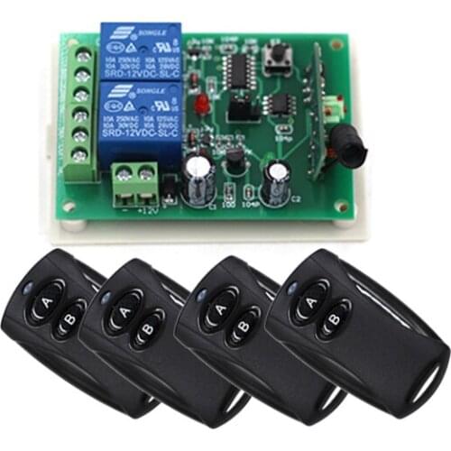 A B Key Black Color 24V 2CH RF Wireless Remote Control Switch 4Transmitter +1 Receiver Smart Home Remote Control 315MHZ