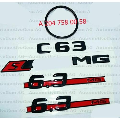 C63 for AMG 6.3 AMG Rear Star Emblem Sedan Coupe Black Badge Combo Set Mercedes W204 A 204 758 00 58