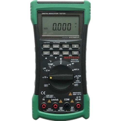 3 in 1 MS5208 6600 Counts Digital Multimeter+Insulation Resistance tester+Megger tester True RMS AC Voltage Current Temperature