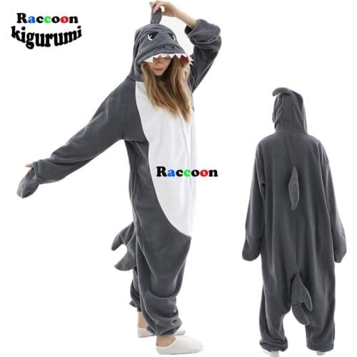 Women Kigurumi Pajamas Animal Onesies For Adults Shark Cosplay Costume Men Halloween Carnival One-Piece Pyjamas Christmas Romper